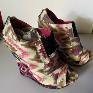 New Bamboo Aztec Colorful Wedges heel shoes